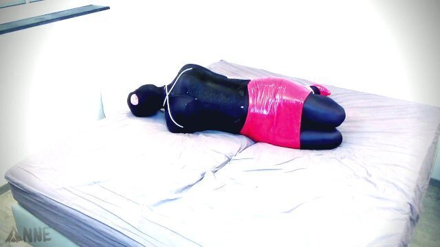 Selfbondage hogtie skirt heels