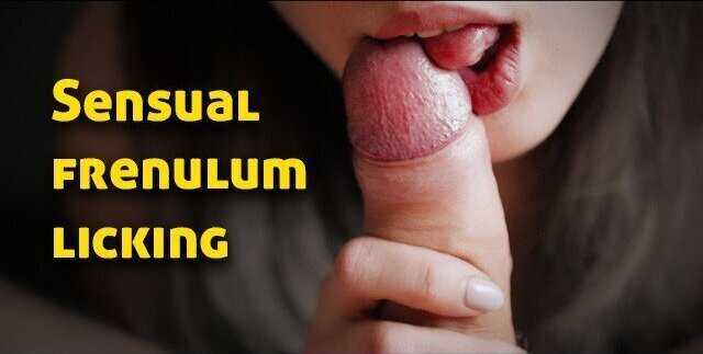 Sensual close-up frenulum pov licking