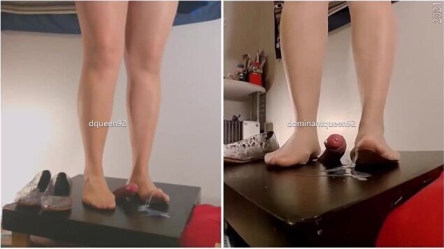 Amateur Double Cumshot in Nylons and Flats 1