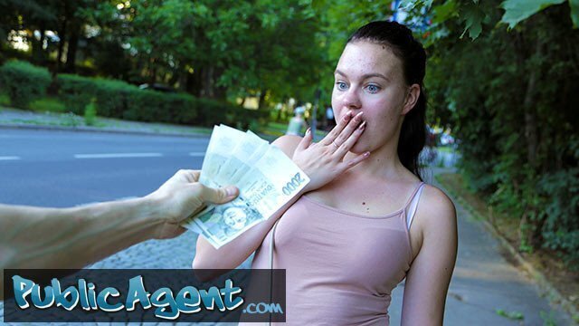 Public Agent Kiara Flow shows sexy long legs fucks outside public