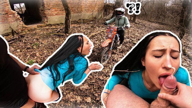 Found Abandoned Building Forest Fucked Motorcycle Slut there Dirtbike Rides