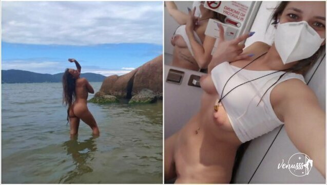 I couldn’t stand the horny and had to cum on the plane! - Venus’s Vlog #1