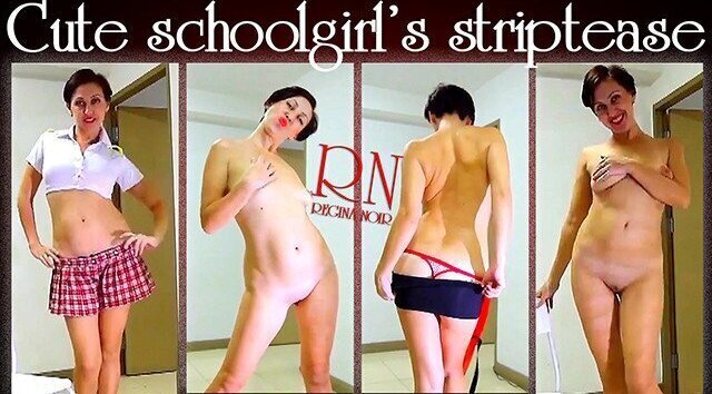 Schoolgirl shows striptease empty office. Show cunt