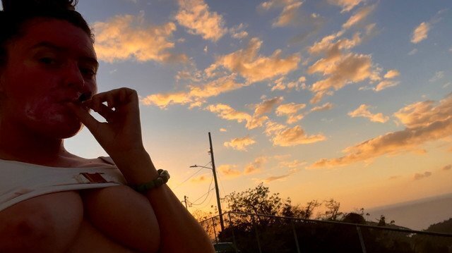 sunset smoke pink face mask with titties