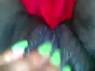 nice creamy wet black pussy fingering