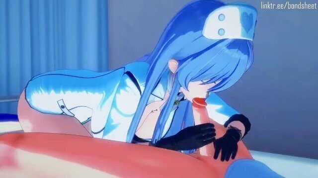 Kinky nurse Esdeath doms a patient to get all his cum out