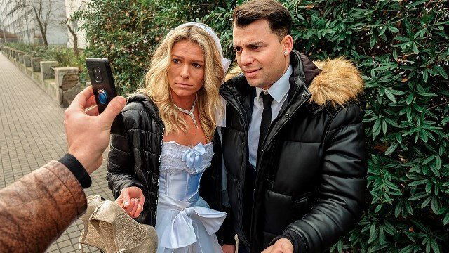 DEBT4k Debt collector fucks bride white dress stockings