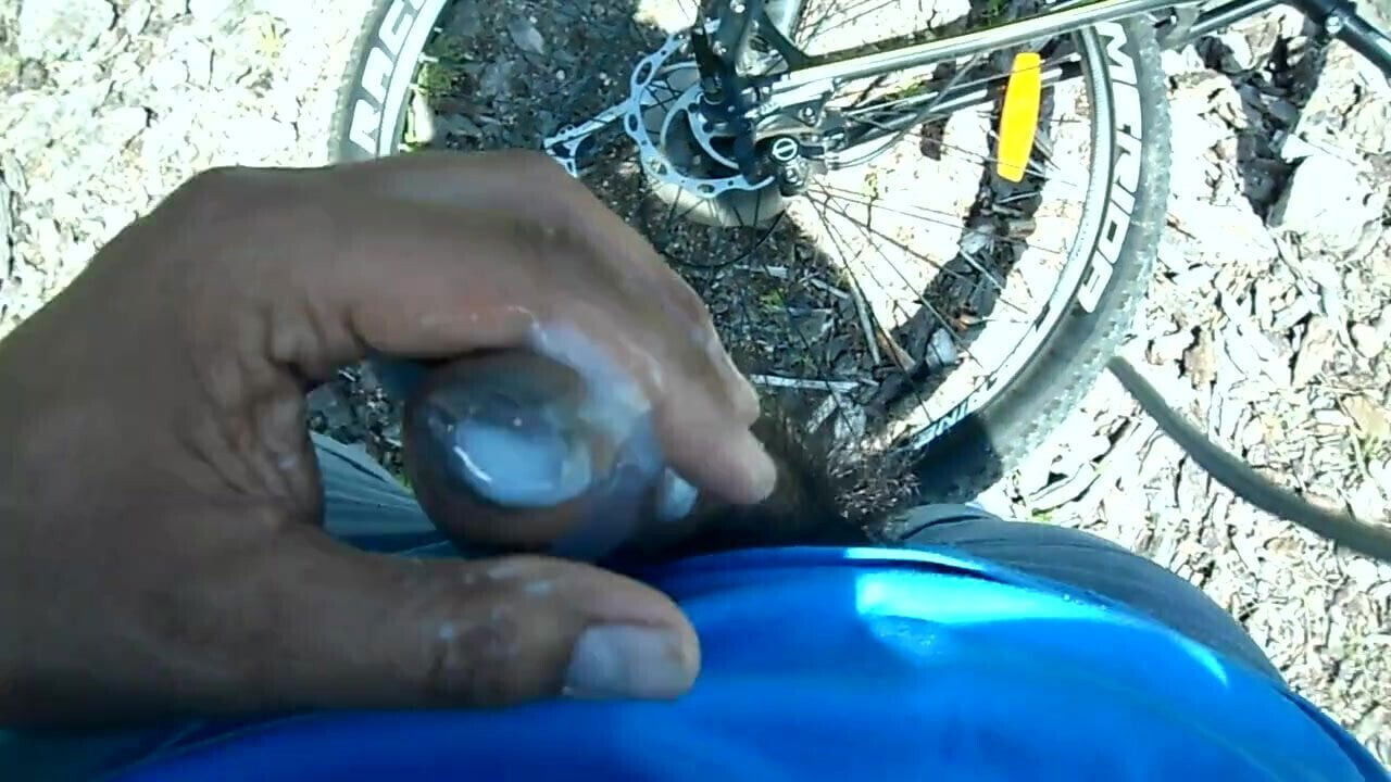 pre-cum jerk-off mountain bike