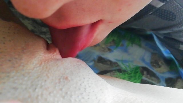 Cunnilingus close-up, eating pussy every morning