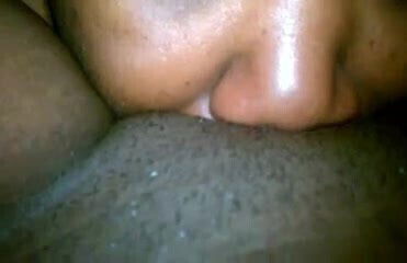 Black snatch gets licked close up