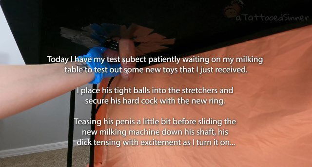 MILKING TABLE - BALL STRETCHING RINGS FEMDOM MILKING MACHINE CUMSHOT