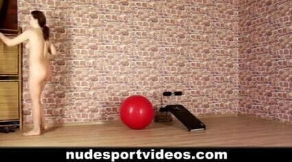 Nude amateur practicing sports
