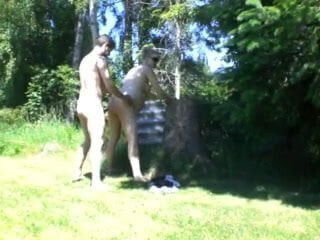 Sex with a pregnant woman on nature