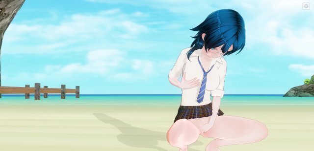 HENTAI Schoolgirl beach after school