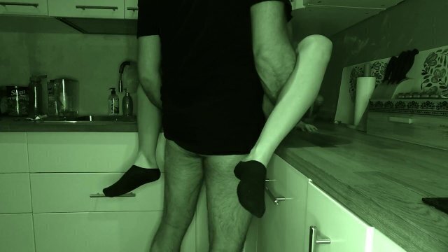 neighbor's husband asleep fuck quickly kitchen BLACK SOCKS, NIGHT VISION