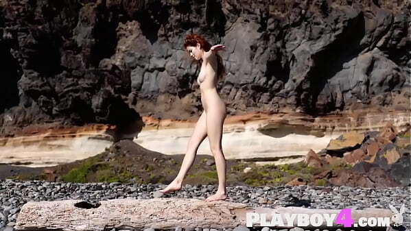 Amazing redhead model Heidi Romanova posed outdoor totally naked