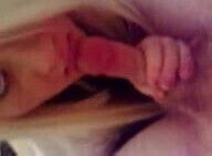 Chubby Blonde Sucks Plays With Dildo