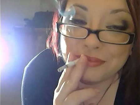 Domme Tina Snua Chain Smoking Vogue Slim Cigarettes With Nose Exhales &amp_ Dangling