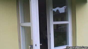 Hot grandma is riding neighbour'_s big cock