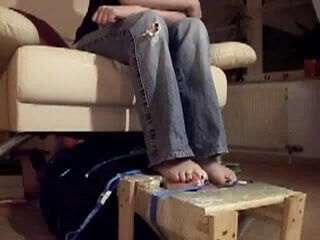 Girl puts feet on mans face Foot Fetish