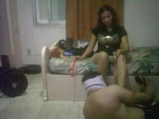 Man bitch worships a woman's feet