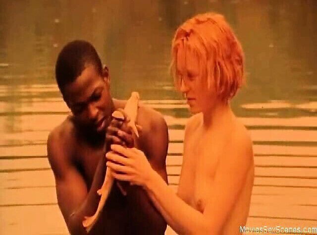 Hanne Klintoe emerging from lake completely nude, showing