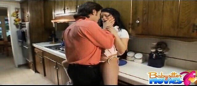 brunette Babysitter Givanna getting licked