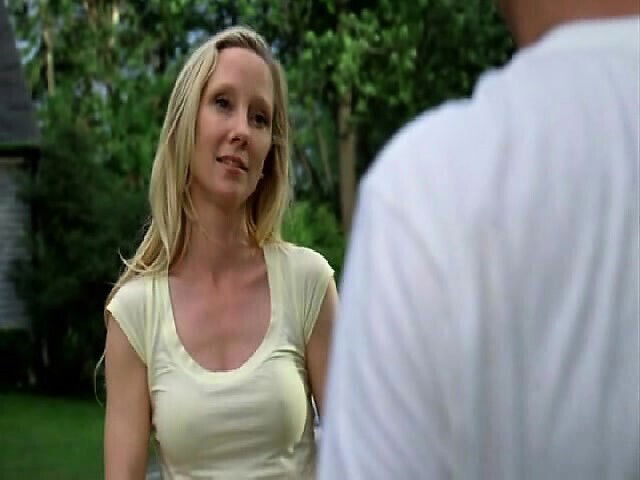 Anne Heche pulling herself dock beside lake