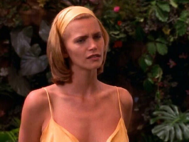 Species star Natasha Henstridge taking yellow dress