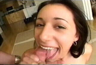 Brunette Blows and Gets a Huge Cumshot