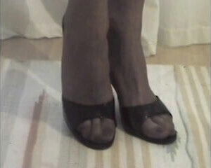 FOOT FETISH: Feet Stockings with open Mules