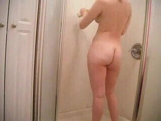 young amateur brunette with perfect shower