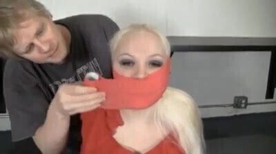 Busty Blonde BBW Hogtied and Gagged