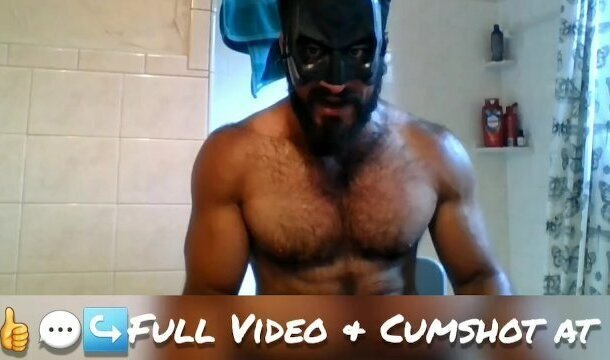 Funny Hot Bodybuilder Jerking Off in Ice Bath as Batman