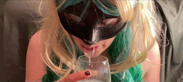 She is blowing a cum bubble after drinking 3 cumshots (keeping the cum for bukakke) SHORT #13