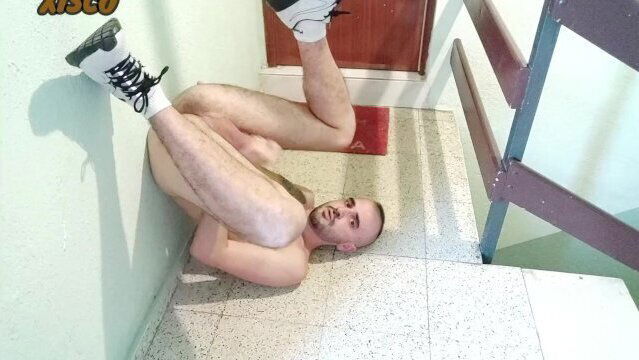 Xisco jerk between neighbors stairs cums himself