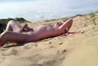 Pale guy beach wank
