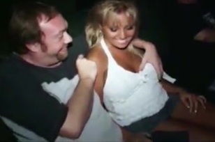 BLONDE GIRL FUCKS EVERY MAN IN THE ADULT THEATER!
