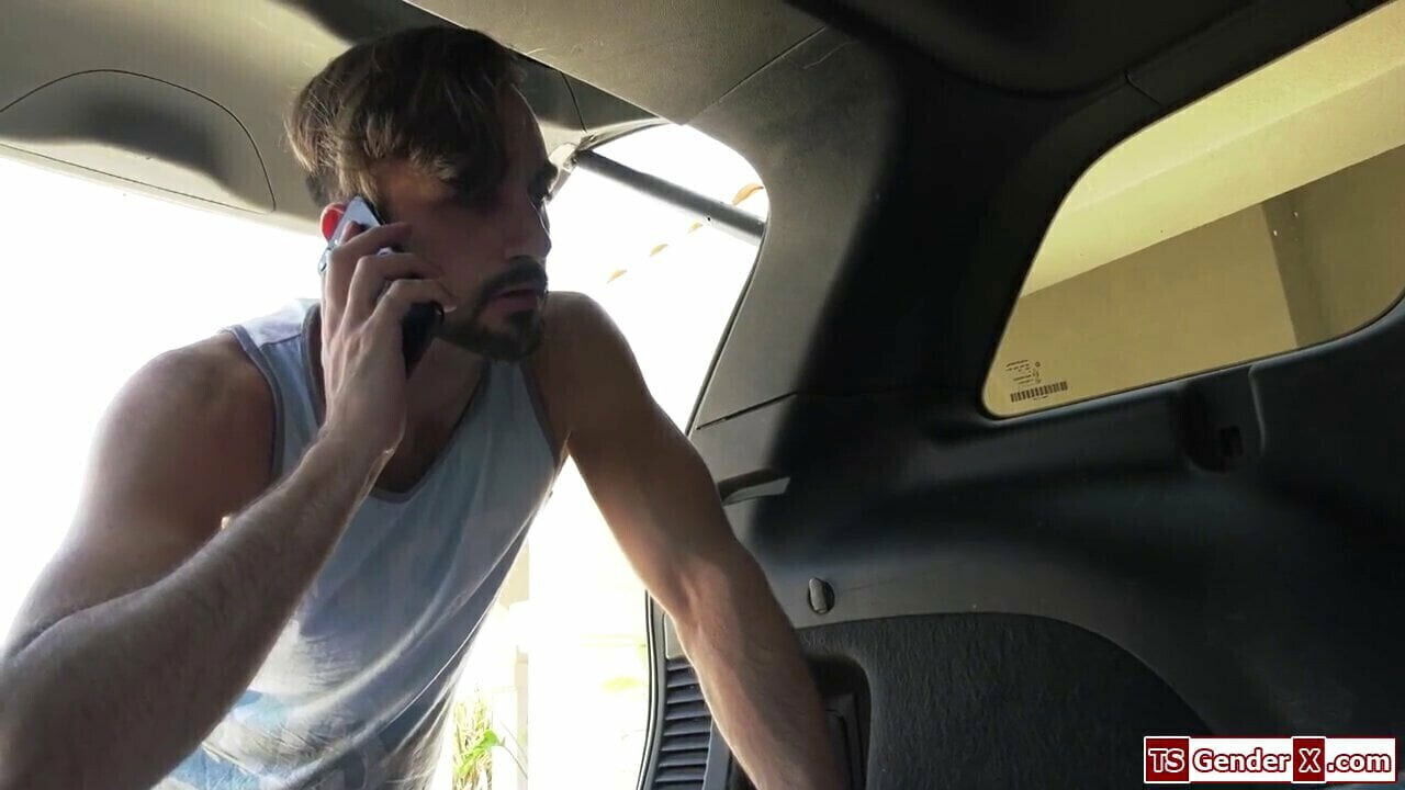 Tattooed trans Jenna Gargles barebacked pool cleaner