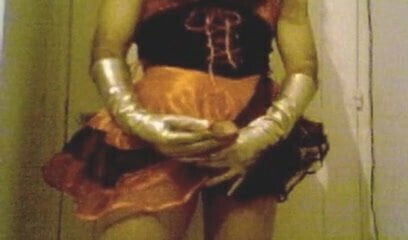 Dress gold gloved wanking