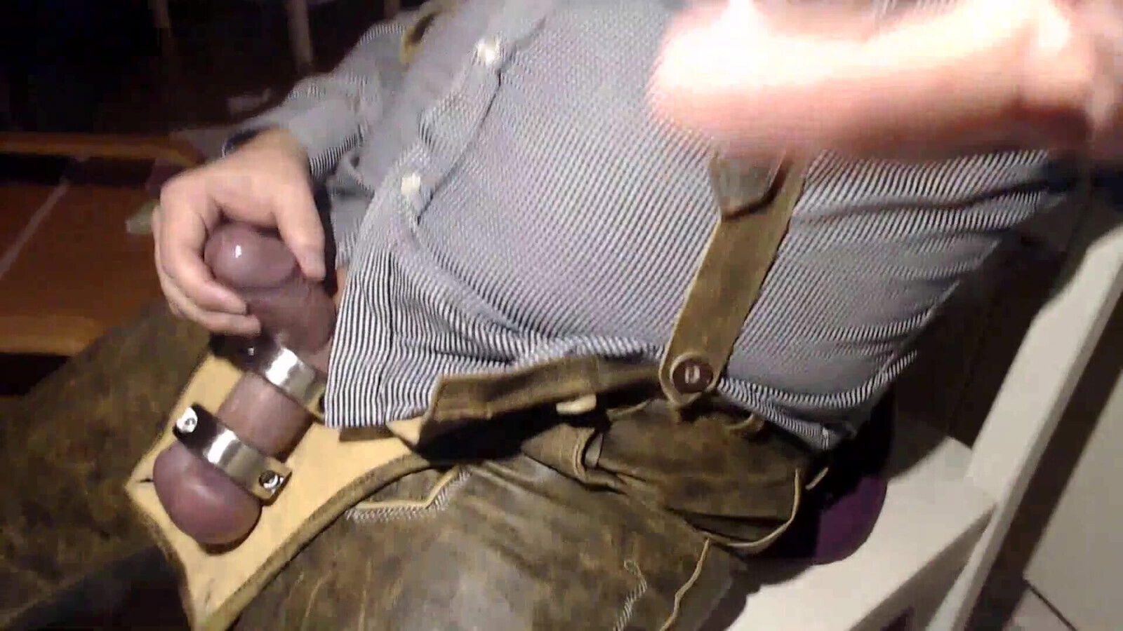 Jerking Leather Pants