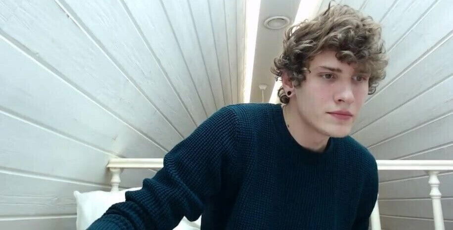 handsome with curly hair cums