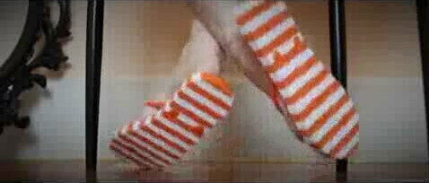 Orange White Stripe Flip Flops
