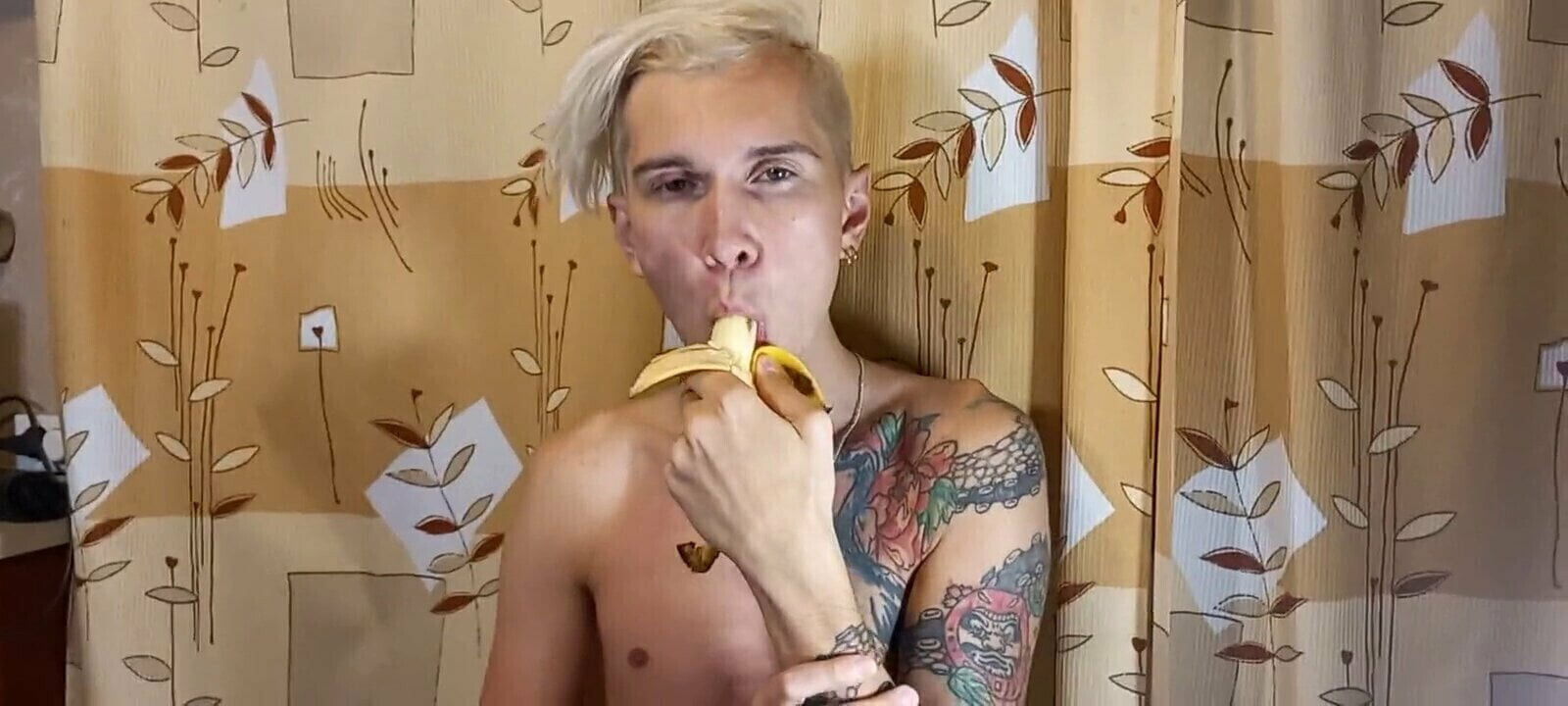 Sweet eats banana greedily