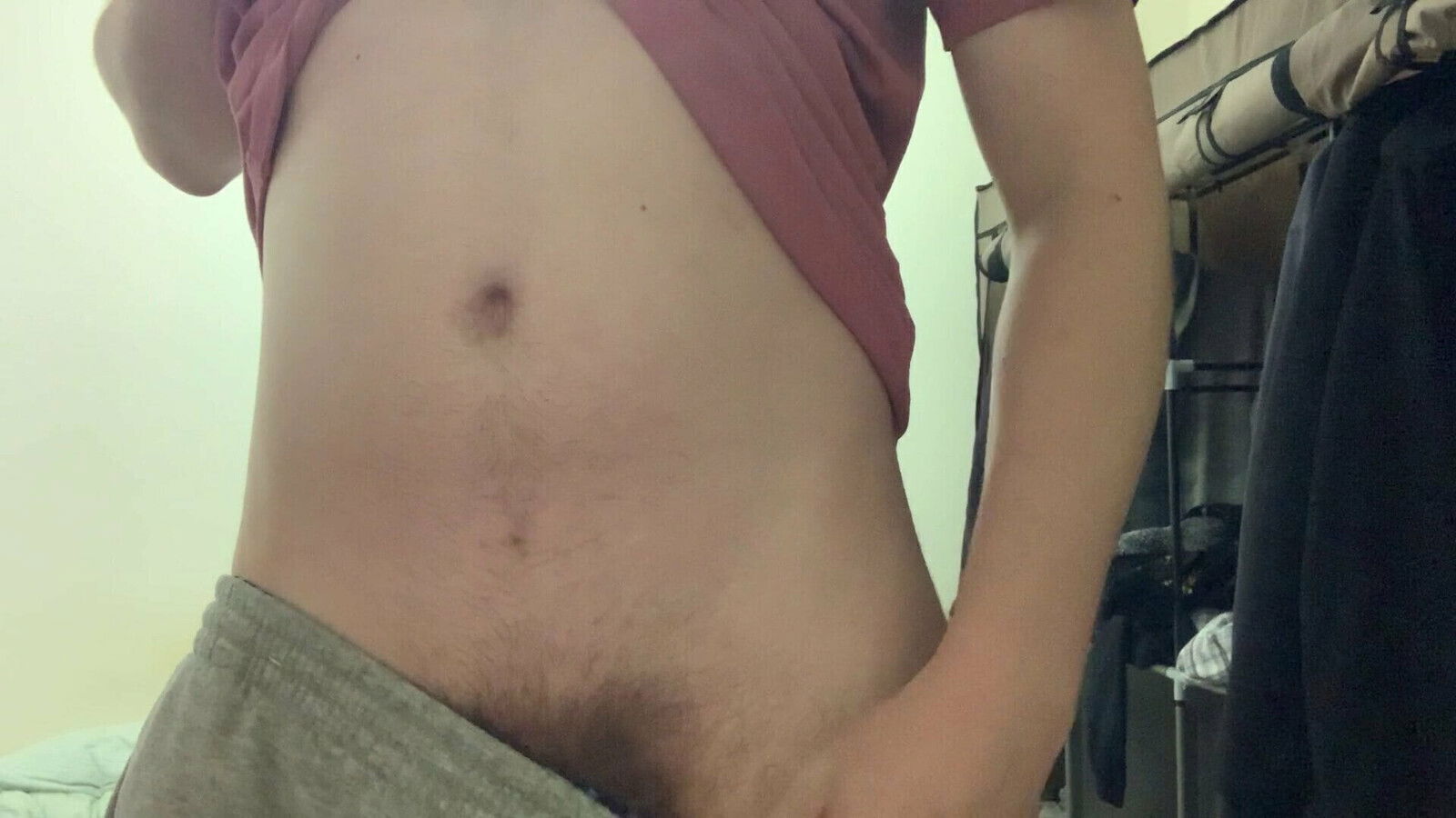 Stripping wanking while roommate sleeps next door