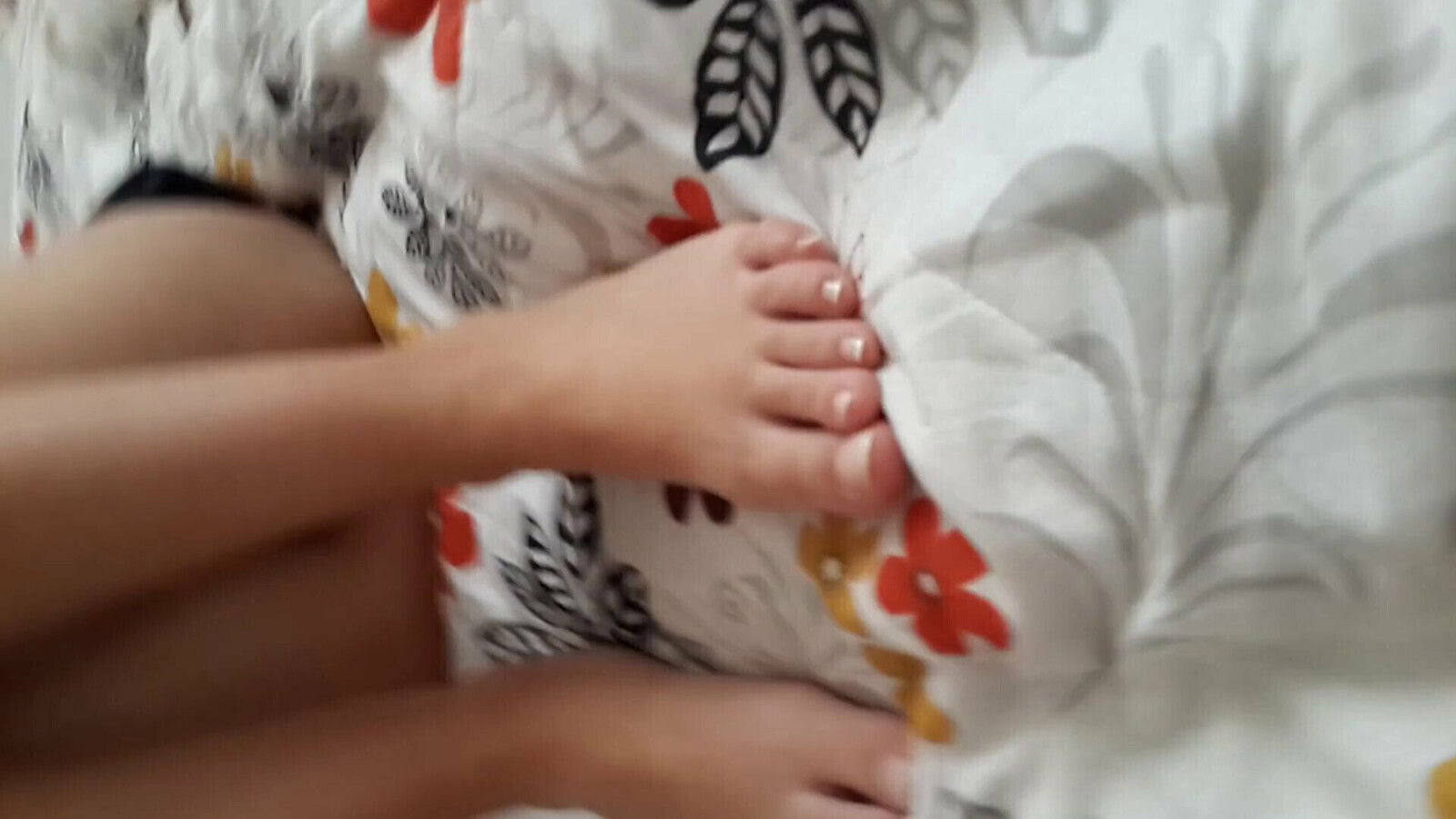 Naked Bottomless sexy pedicured feet toes, shaved pussy