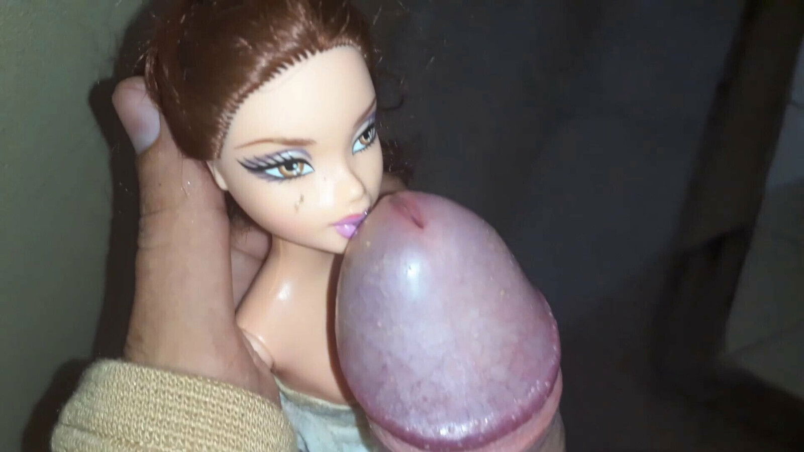 Threesome blowjob with dolls CFNM fetish tight skirt