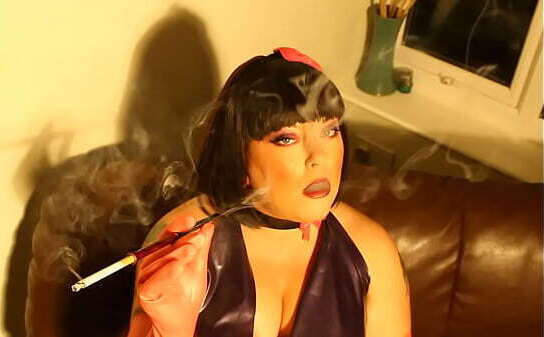 Latex Clad Tina Snua Smoking Cork Cigarette Long Holder Glove Fetish