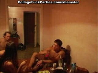 Man shooting nude students in the crazy group fuck