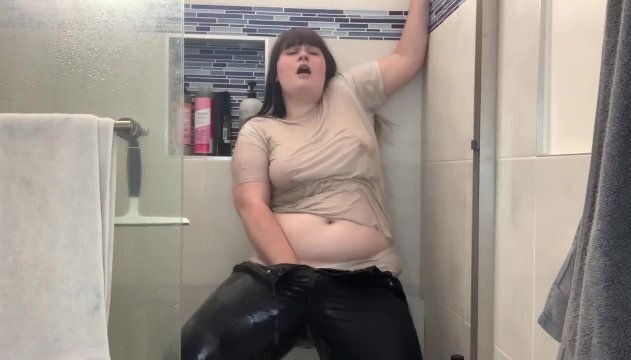 Quick Clothed Shower Masturbation